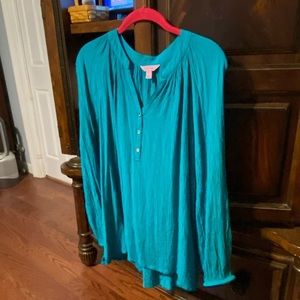 PRICE DROP Lilly Pulitzer Elsa Rayon blouse, Teal size Medium.